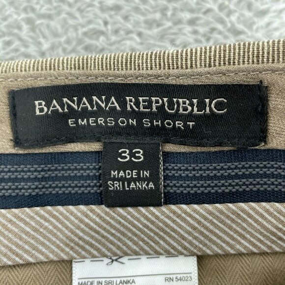 Banana Republic Emerson Mens Short 33 Beige Striped Linen Blend Casual 5007 - Picture 4 of 9